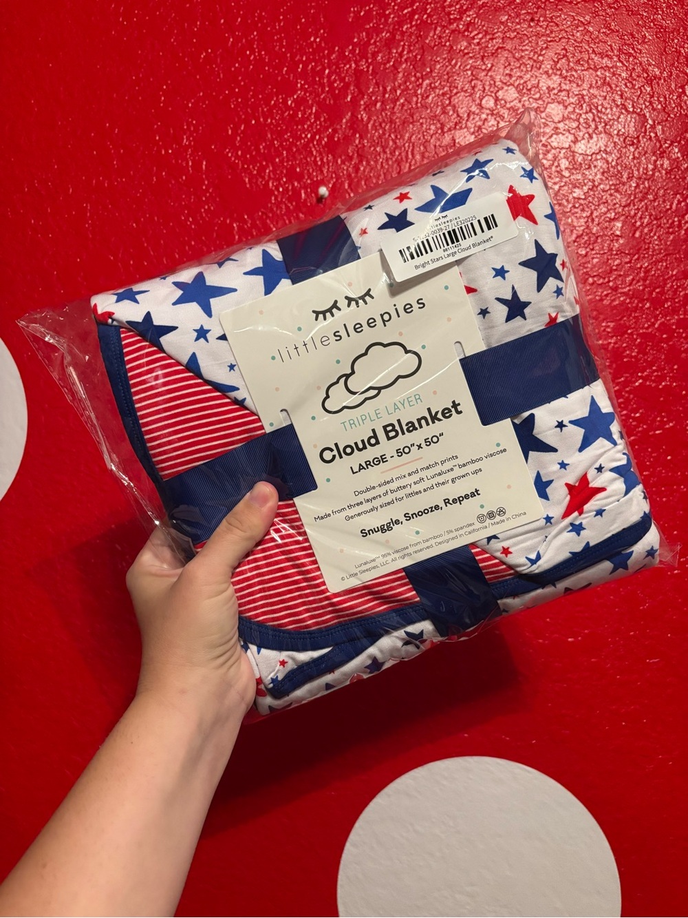 Little Sleepies Star Print Triple-Layer Cloud Blanket - Red, White & Blue